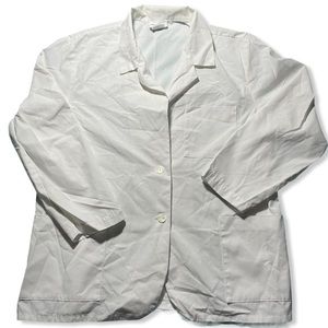 Collared White Button Down Scrub Jacket